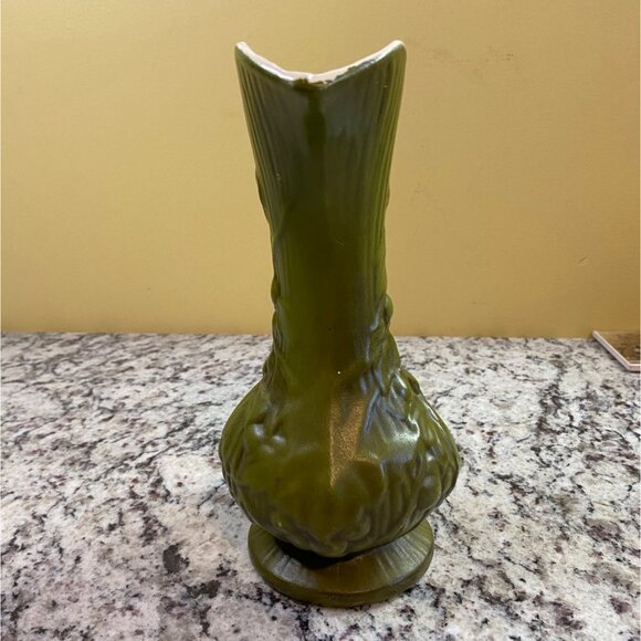 Vintage Green Grapes Relief Pottery Pitcher Vase Mid Century Art Pottery Decor - Picture 6 of 10
